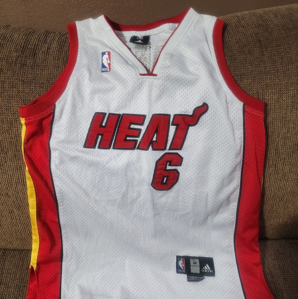 LaBron James #6  Authenic Adidas Miami Heat Basketball Jersey Sz.44
